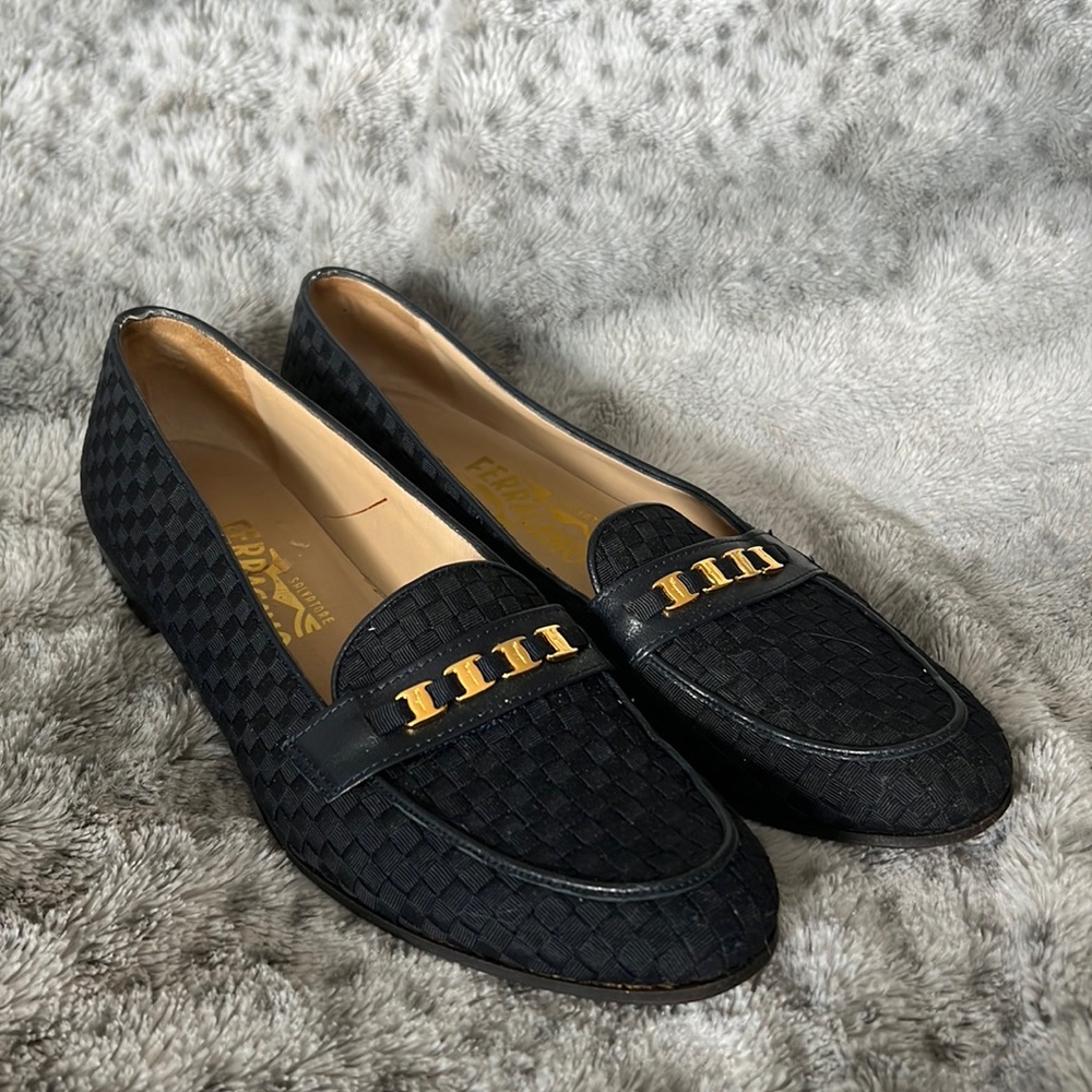 Salvatore Ferragamo - Good Condition- Black- Gold Accents - Size 9 - AAAA